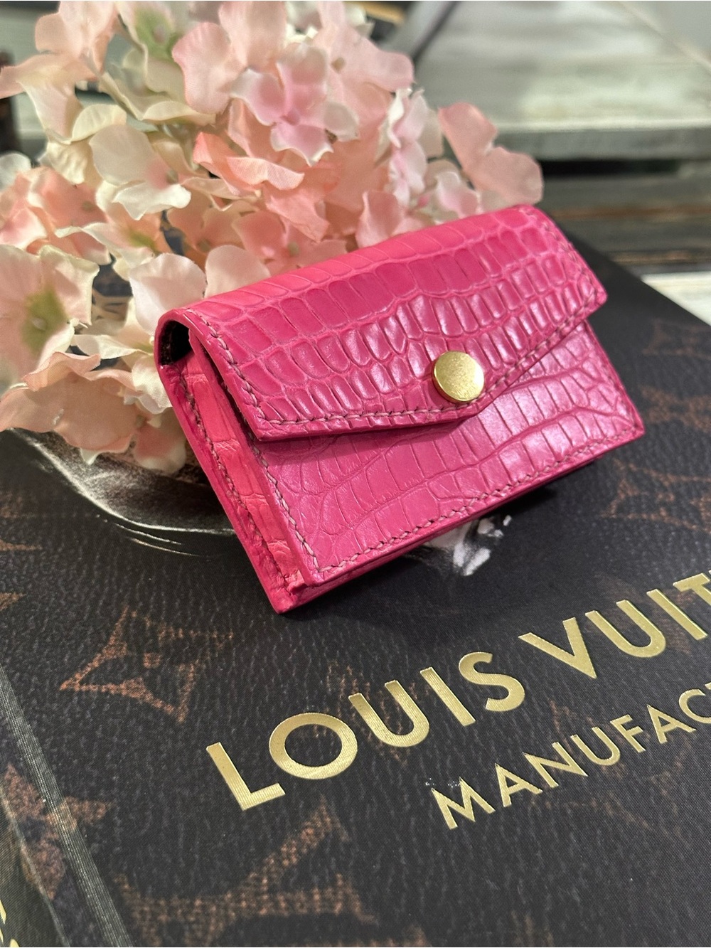 Genuine Pink American Alligator & Leather Card Case/ Playing Card Case - Picture 3 of 9